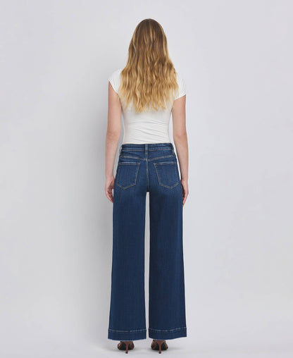 Flying Monkey - High Rise Patch Pocket Wide Leg Jeans