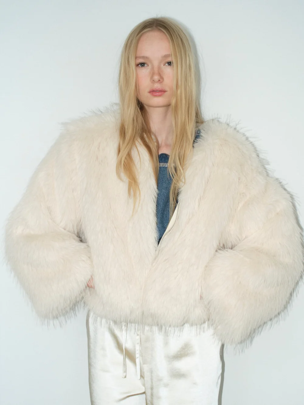 Melissa Nepton SOAZ-Winter white faux fur jacket