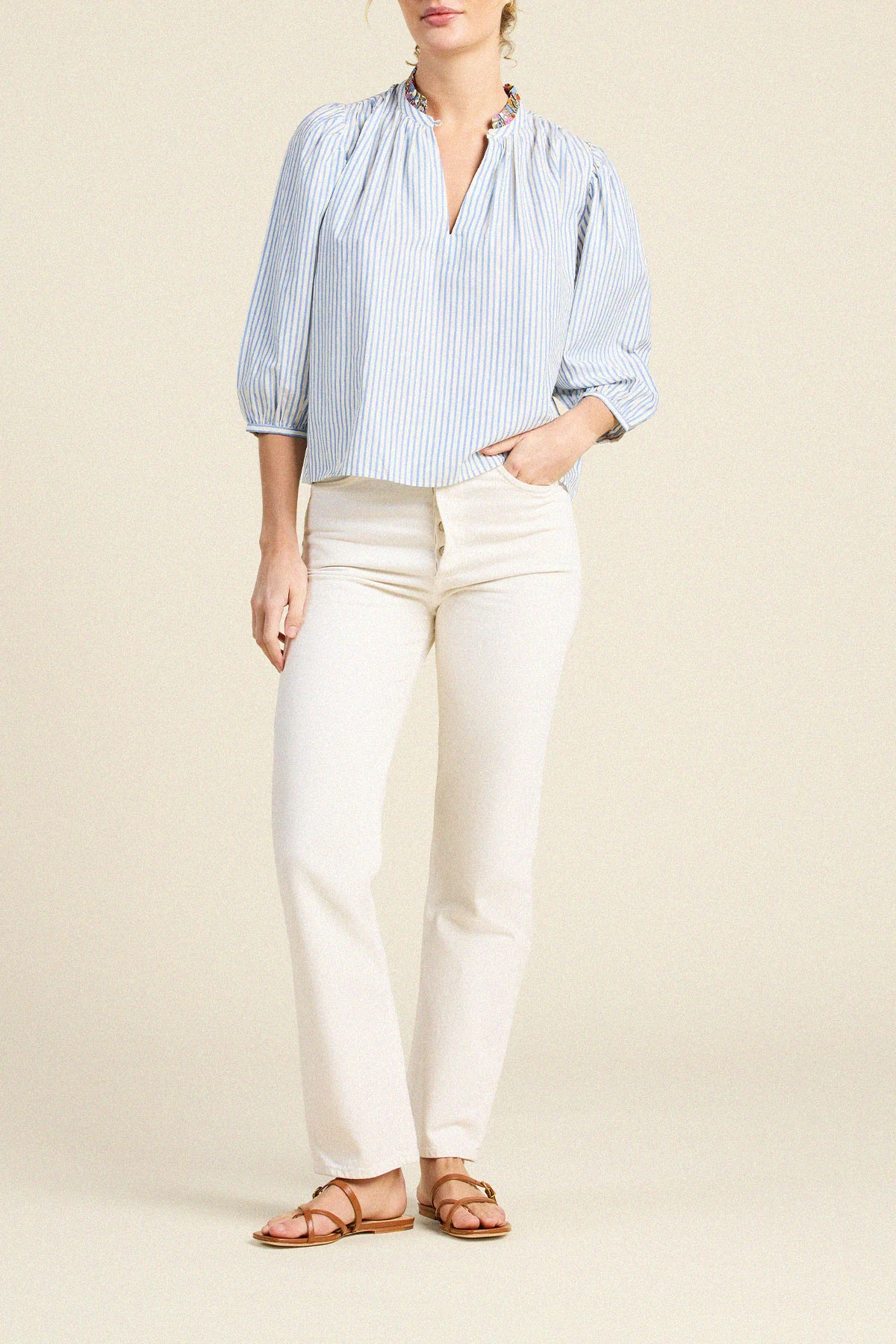 TROVATA-Orly Blouse Seaside Stripe