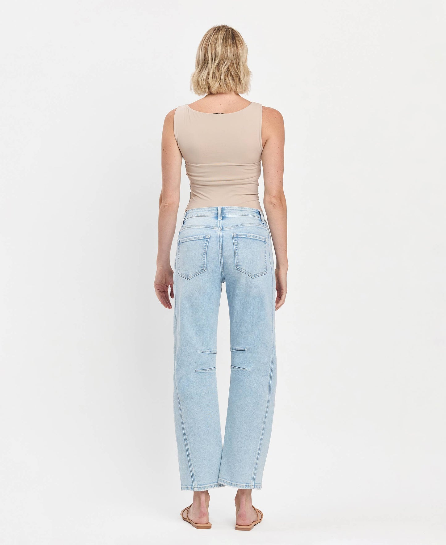 High Rise Light Wash Barrel Leg Jeans - Northern Lights