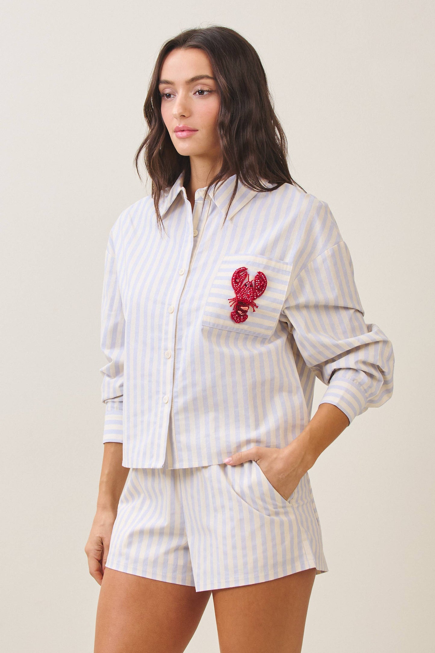 Able -Beaded lobster stripe shirt