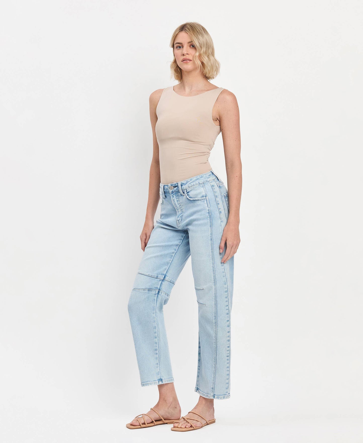High Rise Light Wash Barrel Leg Jeans - Northern Lights
