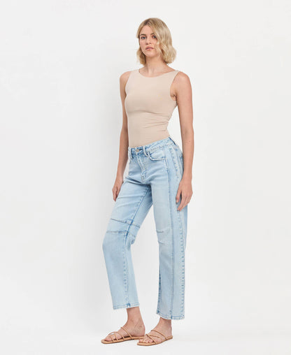 High Rise Light Wash Barrel Leg Jeans - Northern Lights