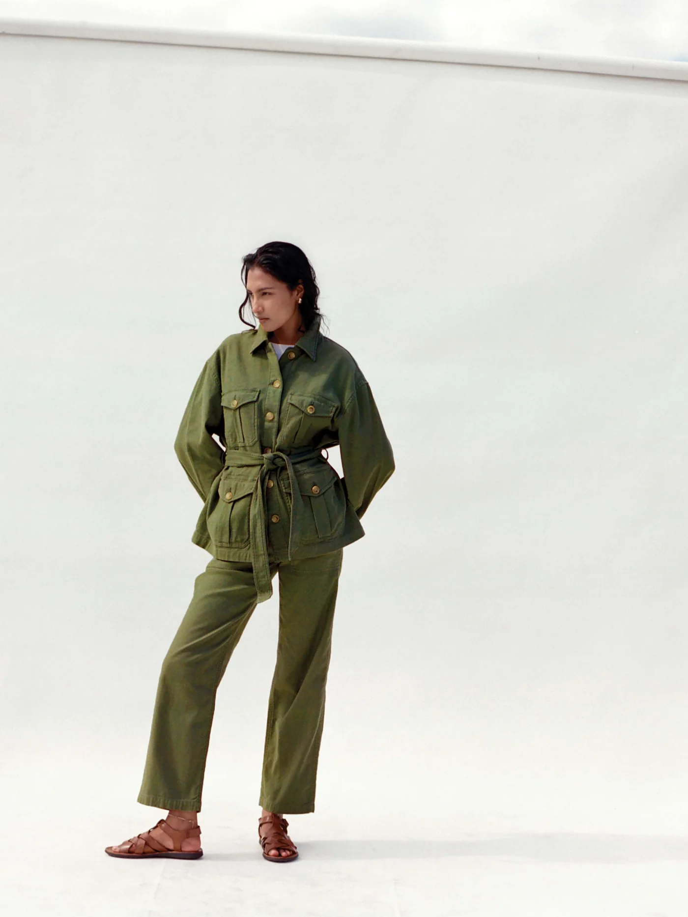 Faherty-Soft Stretch Twill Safari Jacket - Moss
