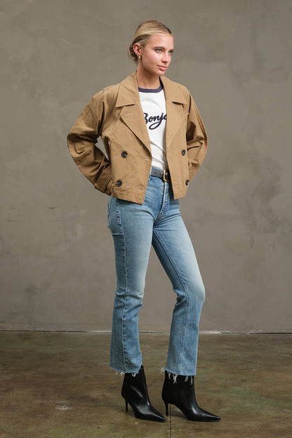 RAISONNEL - Short Double-Breasted Trench Jacket