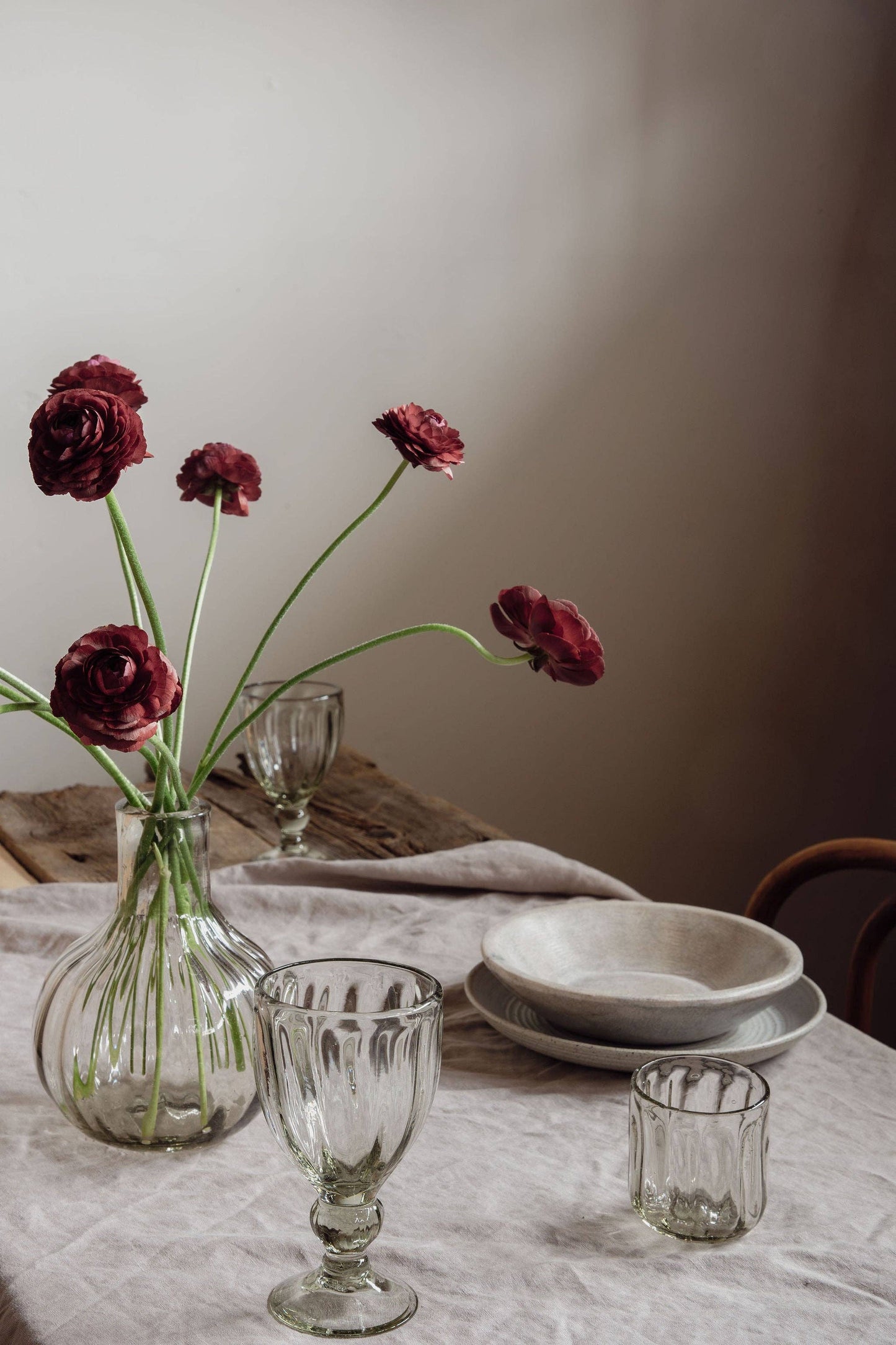 Villa Lua Home - Handblown Fluted Tumbler: Small, Flat Bottom