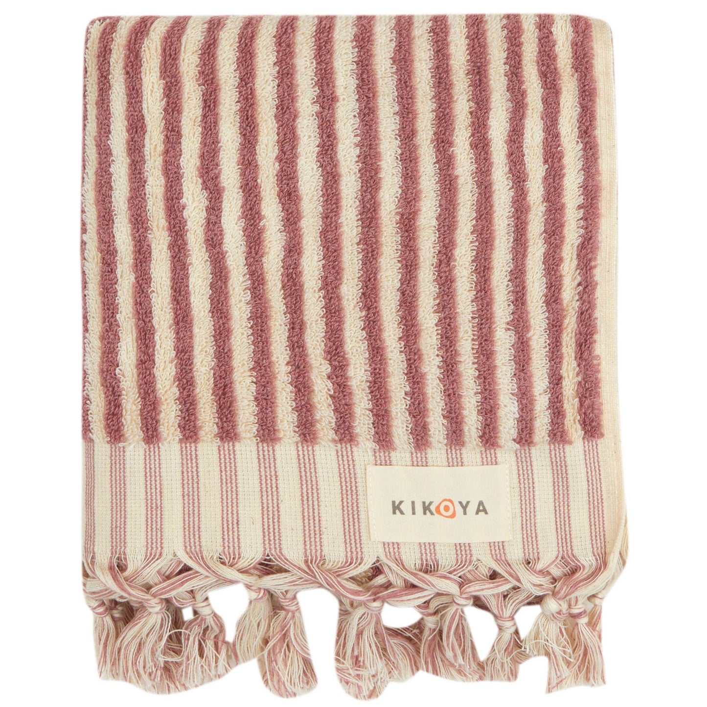 Kikoya - Stripe Turkish Cotton Hand Towel: Rose