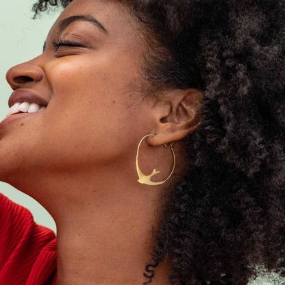 Amelia Circle Bird Hoop Earrings
