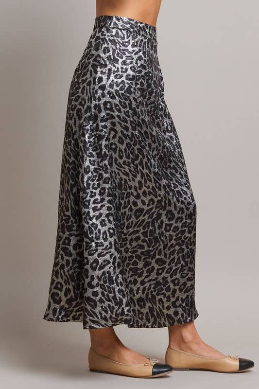 Able - Rhinestone Leopard Satin Skirt