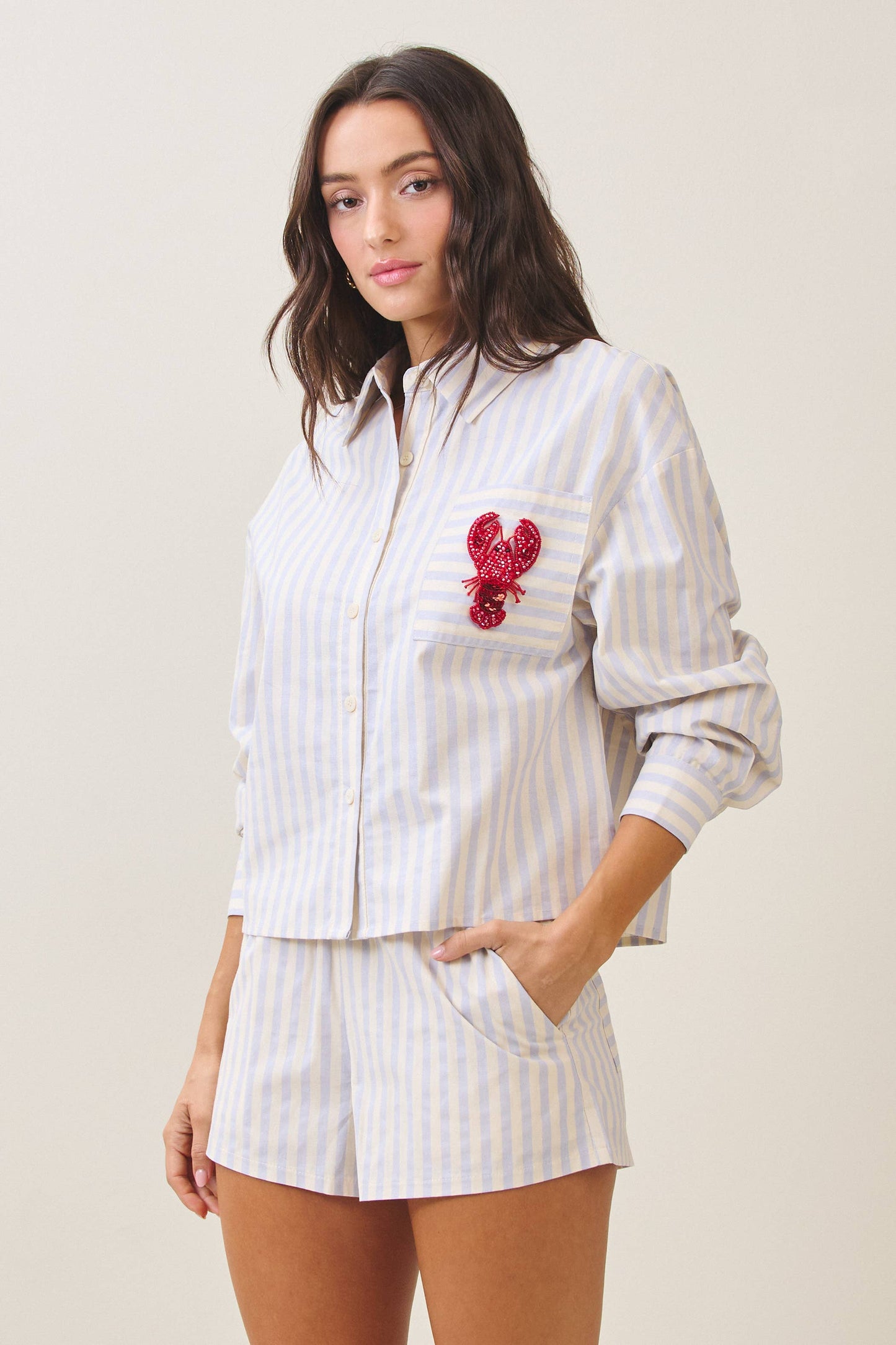 Able -Beaded lobster stripe shirt