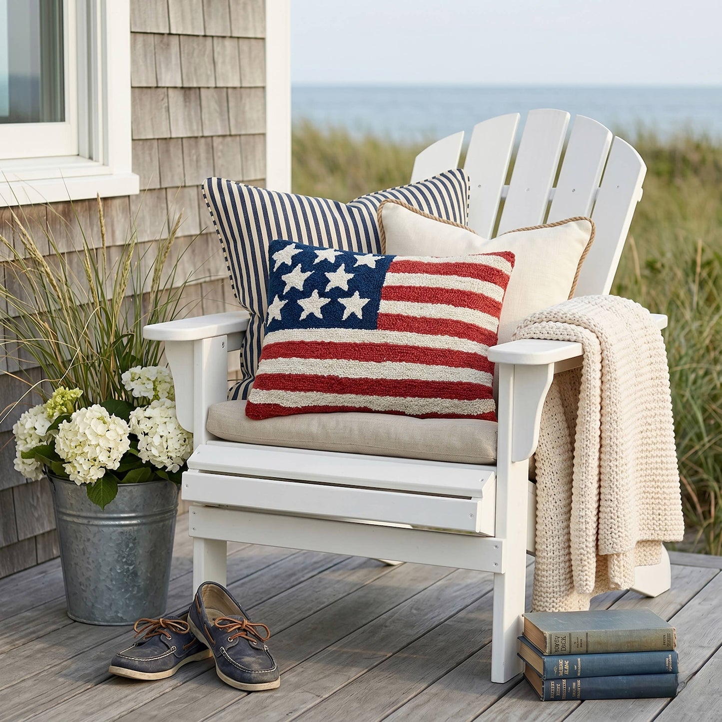 Peking Handicraft - USA Flag Hook Pillow