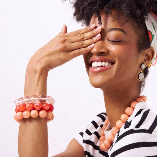INK + ALLOY - Cece Large Resin Bead Bracelet Coral Wholesale