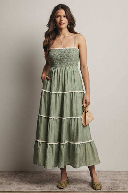 Forte - Smocked Tiered Maxi Dress, Periwinkle, Contemporary