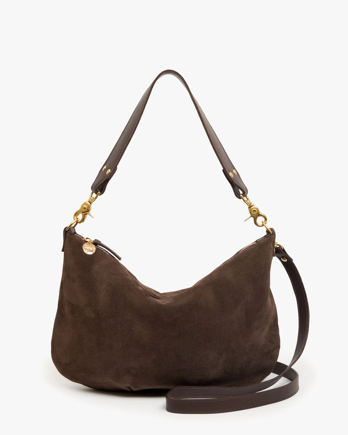 Clare V. Petite Moyen Messenger Cocoa Pablo Cat Suede