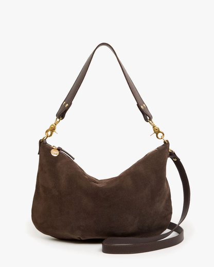 Clare V. Petite Moyen Messenger Cocoa Pablo Cat Suede