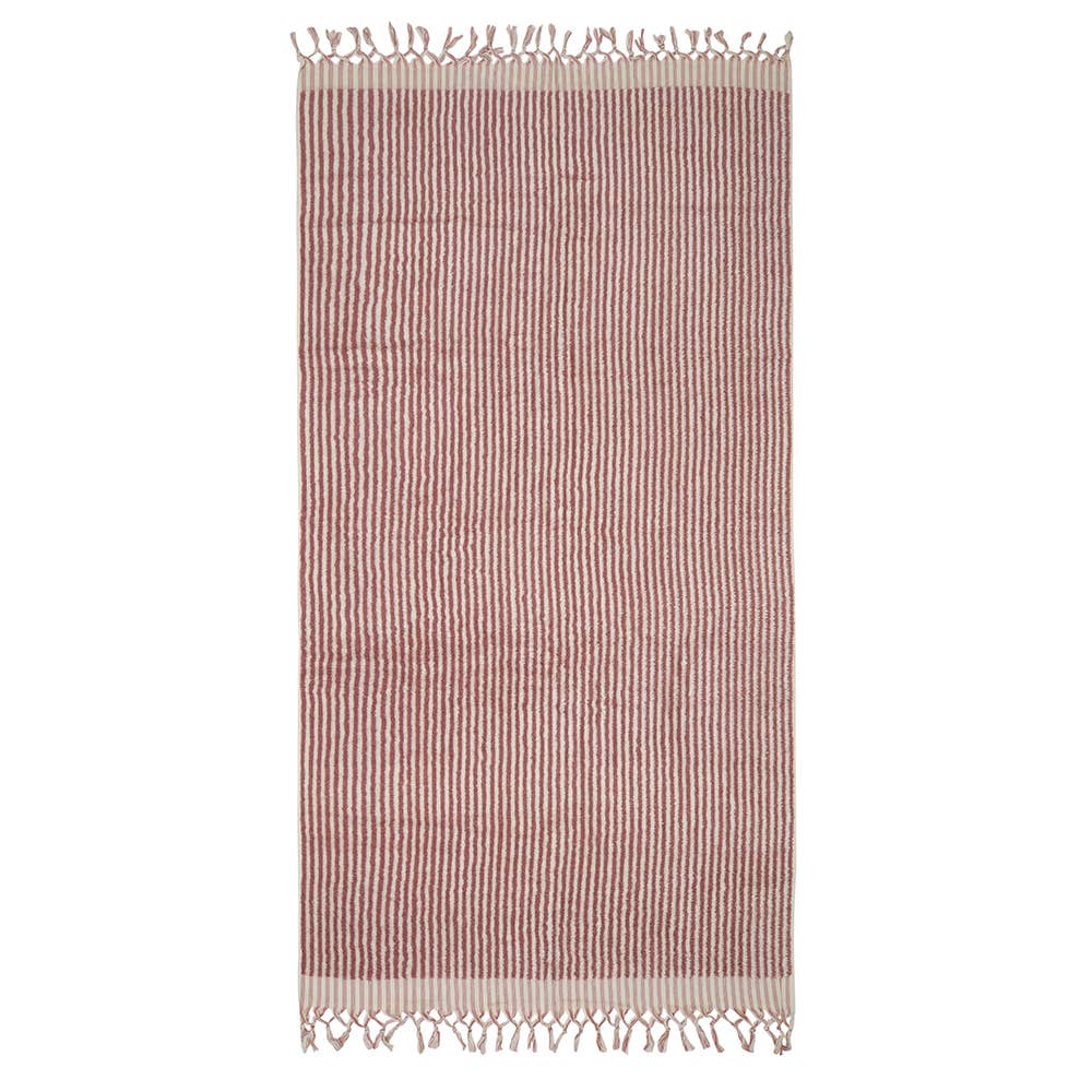 Kikoya - Stripe Turkish Cotton Bath Towel: Rose