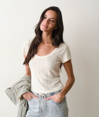 Marine Layer-Lexi Pointelle Scoop Tee