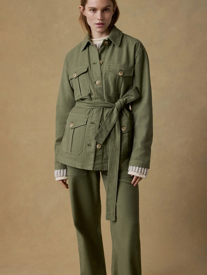 Faherty-Soft Stretch Twill Safari Jacket - Moss