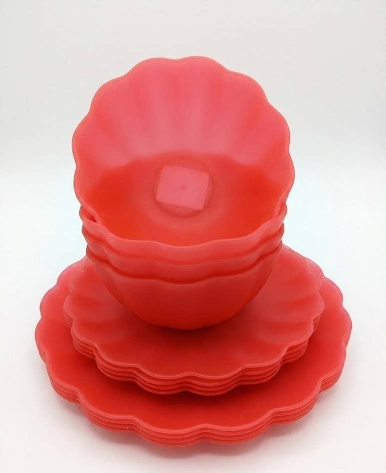 Abode Homewares by TarHong - Scallop Petal PP Pink 12 PC Dinnerware Set Dishwasher Safe