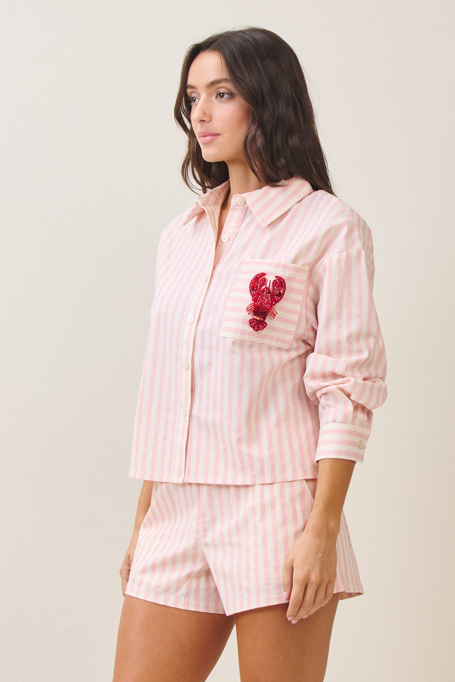Able -Beaded lobster stripe shirt