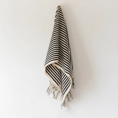Kikoya - Stripe Turkish Cotton Bath Towel: Black